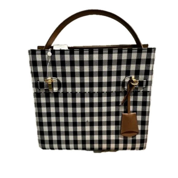 NWT Tory Burch Lee Radziwill Large Gingham Satchel Bag MSRP$1098 - Picture 6 of 9